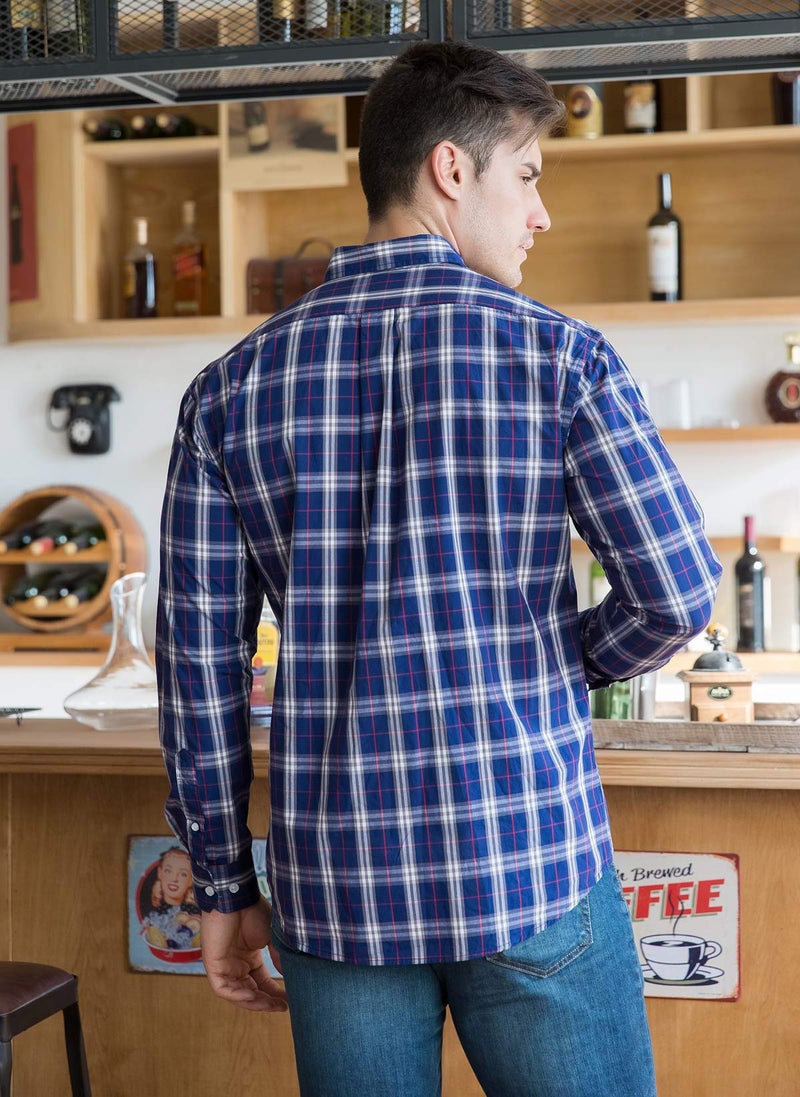 Double Pump Mens Button Down Shirts Cotton Long Sleeve Shirts Regular Fit(RM08LS04,XL) - Image 4